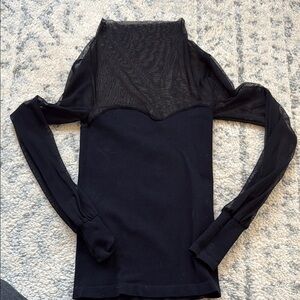 Elegant Black Sheer Sleeve Top